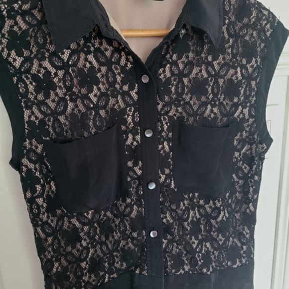 Marc By Marc Jacobs Black Tan Lace Illusion Silk Romper‎ 2 - Picture 3 of 6